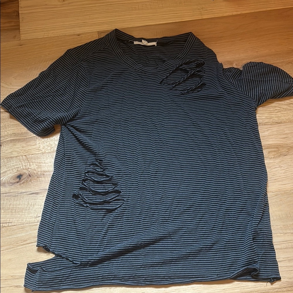 Buckle Polo Cut Out Tee in Black and Blue